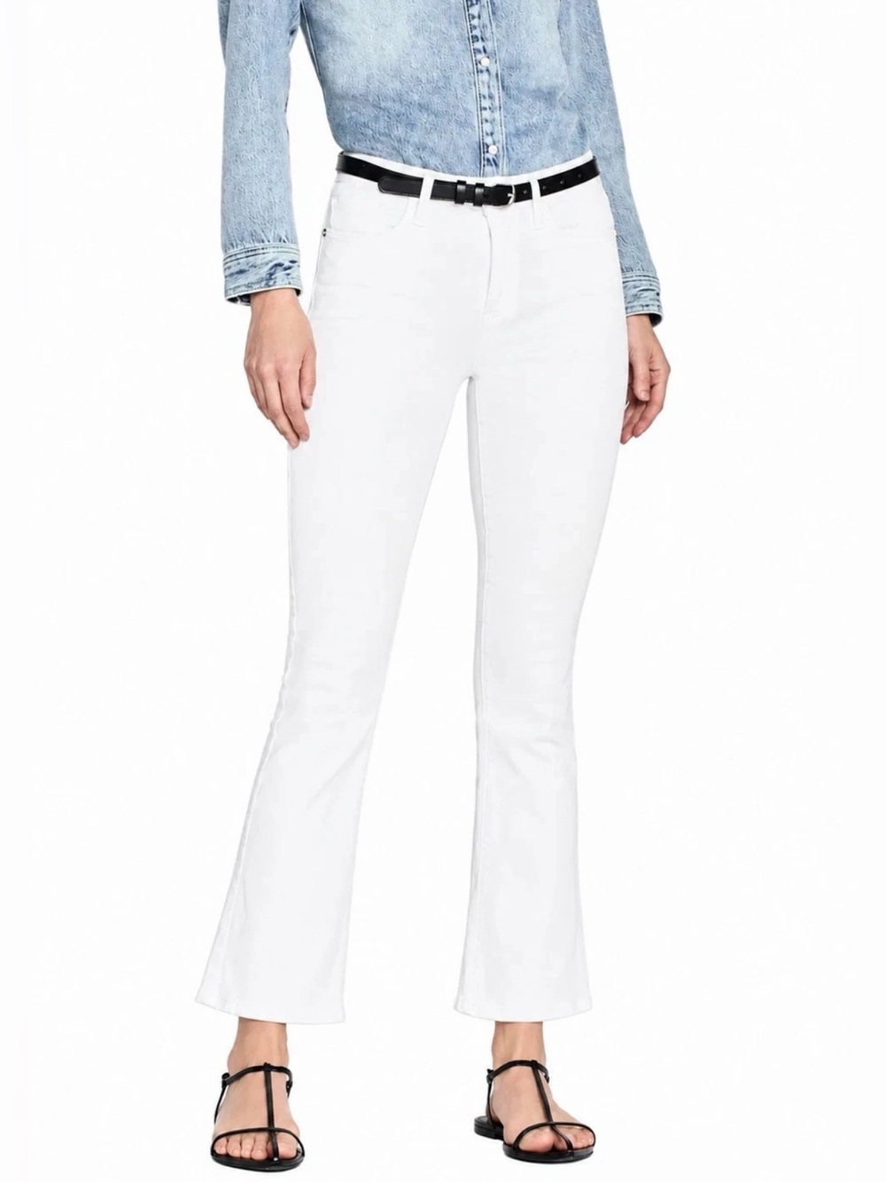 FRAME Le Crop Mini Boot White Jeans Cropped Bootcut Stretch size 29